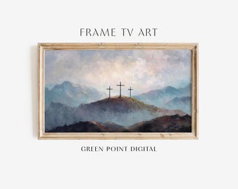 Christian Cross Hill Frame TV Art: Descarga de pintura de primavera de Pascua