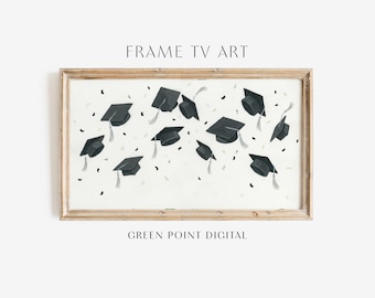 Marco de confeti con birretes de graduación: Arte para televisión: Descarga de pintura de graduación
