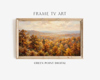 Cuadro decorativo para TV con diseño de bosque otoñal: acogedor paisaje de árboles de otoño para descargar en tu televisor.