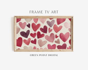 Watercolor Valentines Hearts Frame Tv Art: Red Pink Heart Painting Download