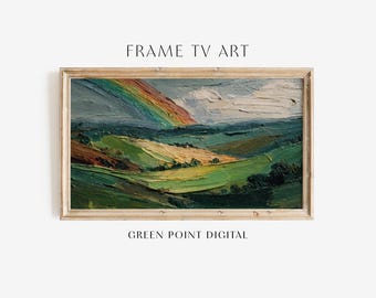 Arcoíris sobre una colina de hierba: Arte de TV: Pintura de paisaje del Día de San Patricio