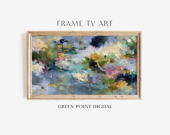 Cuadro abstracto de invierno a primavera para TV: Descarga de pintura con colores primaverales