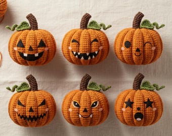 Crochet Jack O' Lantern Pattern – 6-in-1 Halloween Pumpkin Set (PDF Pattern)