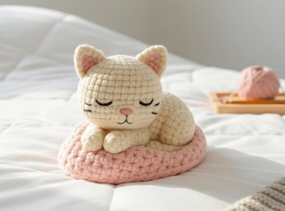 Sleeping Cat Crochet Pattern: Amigurumi Plush Kitty (PDF)