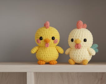 Crochet Hen and Rooster Pattern: Amigurumi Farm Animal Plush (PDF Pattern)