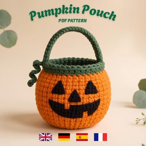 Jack o'Lantern Crochet Basket Pattern: No-Sew Halloween Candy Pouch (PDF Pattern)