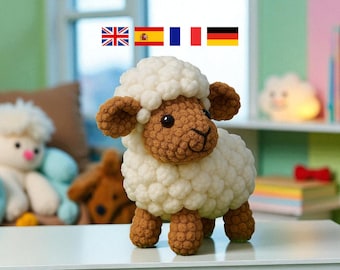 Kleines Schaf Häkelmuster PDF: No-Sew Amigurumi Lamm Spielzeug