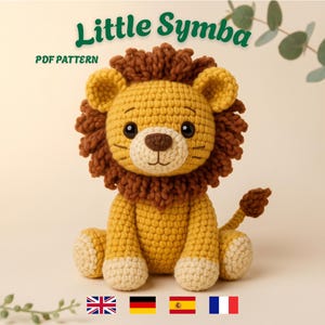 Modèle PDF au crochet d'un lion : Mini jouet amigurumi animal de la jungle
