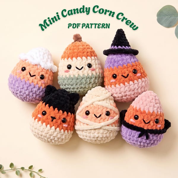 Halloween Crochet Pattern Amigurumi Set | 6 Mini Candy Corn Crew PDF