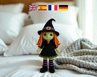 Crochet Witch Doll Pattern PDF: Easy Amigurumi Halloween Toy