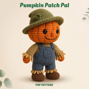 Pumpkin Amigurumi Crochet Pattern | No-Sew Fall Scarecrow Doll PDF | Autumn Harvest Toy