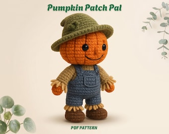 Pumpkin Amigurumi Crochet Pattern | No-Sew Fall Scarecrow Doll PDF | Autumn Harvest Toy