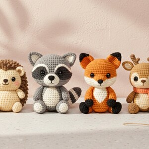 Close-up of amigurumi fabric showing neat color change and invisible decrease technique used in the woodland animal patterns.