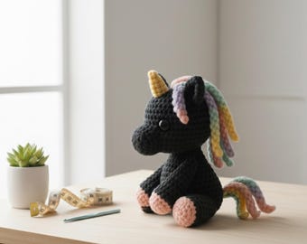 Unicorn Crochet Pattern – Kawaii Plush, Amigurumi Toy, No Sew Fantasy Crochet, Digital PDF