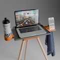 Zwift Laptop Stand – Modular Roller Trainer Table, 30 mm Solid Wood Legs, 3D Printed Accessories, All-in-One for Laptop & Tablet Stand