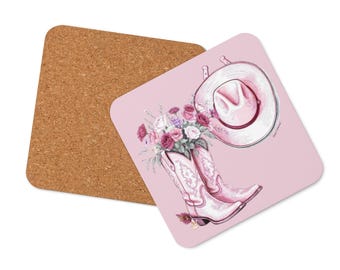 Pink Cowgirl Design Cork-back coaster