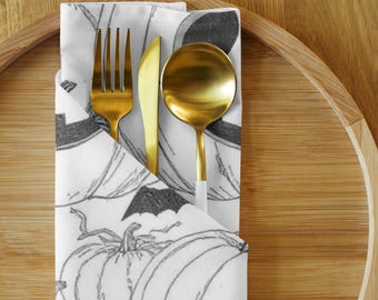 Servilletas de tela de calabaza para Halloween, decoración de mesa espeluznante, juego de 4