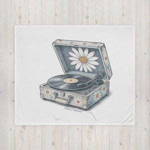 Throw Blanket With Record Player Design Home Decor Gift Ideas