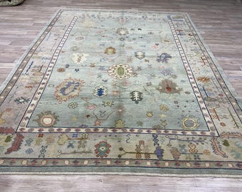 7x10 Oushak Rug: Handmade Turkish Wool Rug, 7.1 x 9.5 ft