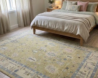 7x10 Oushak Rug: Handmade Turkish Wool Anatolian Rug