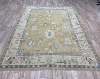 7x10 Oushak Rug: Handmade Turkish Wool Anatolian Rug