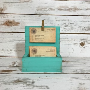 Farmhouse Business Card Holder//Shabby Chic Business Card Display//French Country Decor//Turquoise//Available in a Variety of Colors