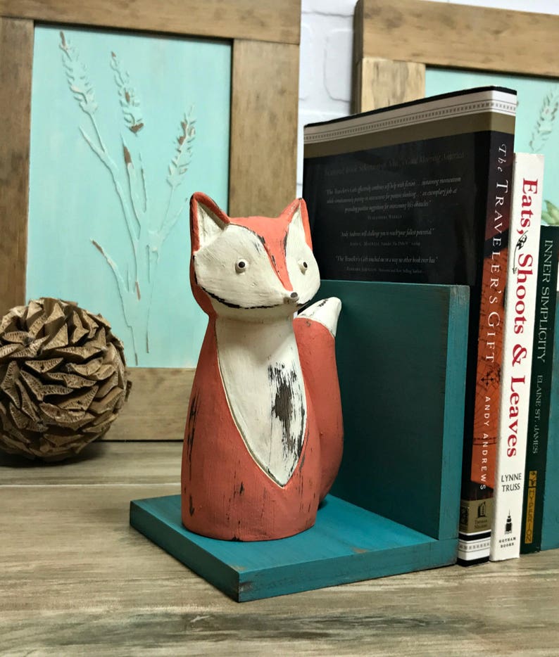 Fox Figurines Set of Bookends//Fox Book Ends//Rustic Farmhouse Etsy