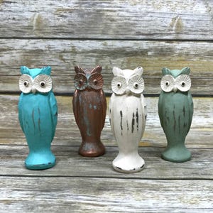 Owl Figurine Owl Statue Shabby Chic Bird Bird Farmhouse Decor Owl Tabletop Decor Bird Lover Gift Bird Collectible Stocking Stuffer Gift