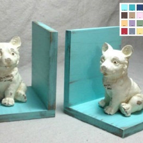 Rustic Puppy Dogs Set of Bookends//Available in a Variety of Colors//Shower Gift//Birthday Gift//Shower Gift//Farmhouse