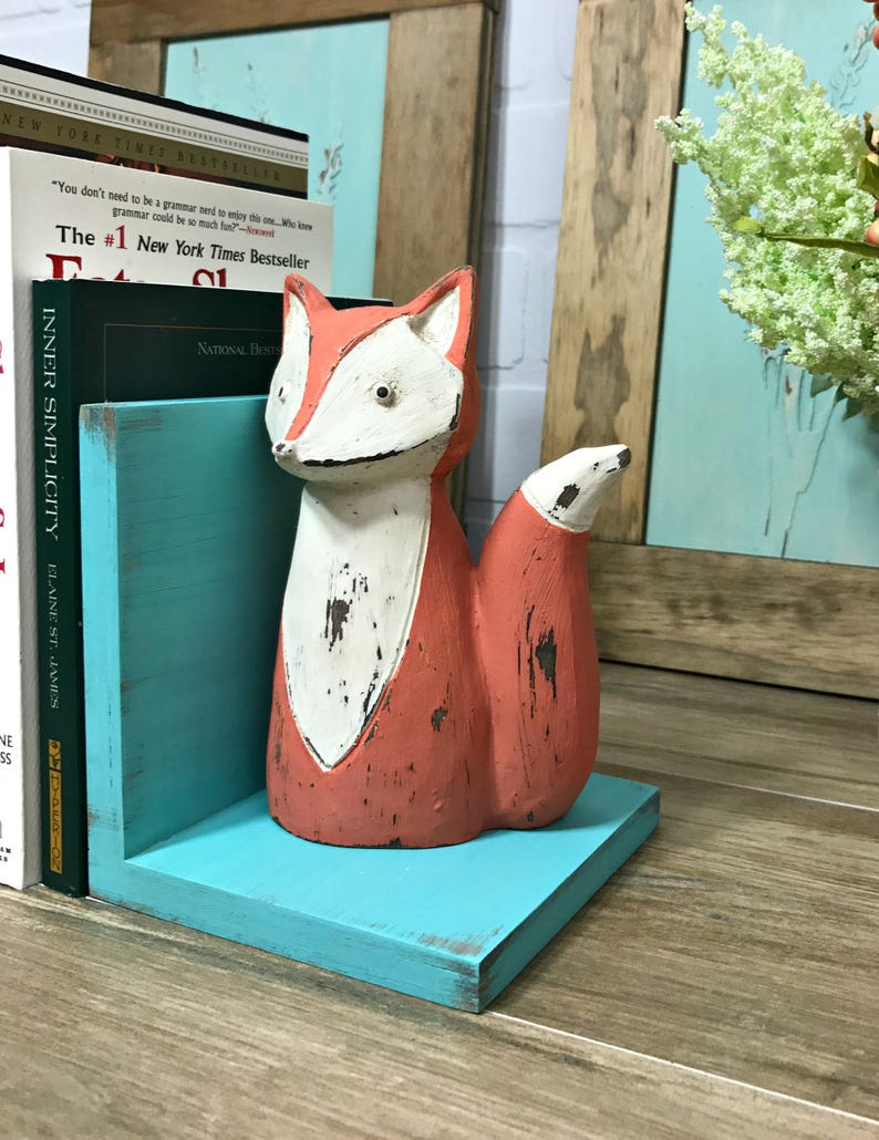 Fox Figurines Set of Bookends//Fox Book Ends//Rustic Farmhouse Etsy