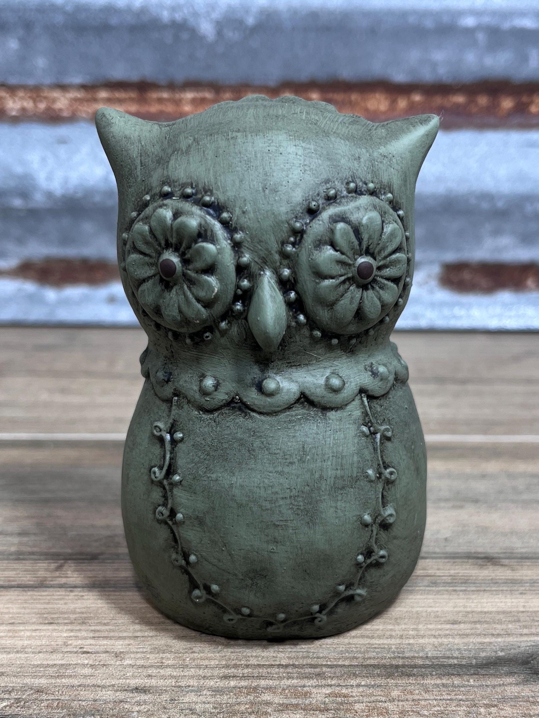 Ready To Ship Owl Figurine Owl Statue Shabby Chic Bird Bird Farmhouse Decor Owl Tabletop Decor Bird 