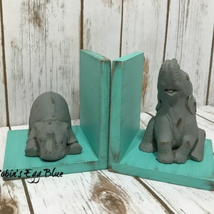 Elephants Figurine Set of Bookends//Elephant Book Ends// Available in a Variety of Colors//Shabby Chic Farmhouse Decor