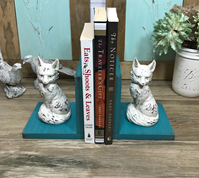 Fox Figurines Set of Bookends//fox Book Ends//rustic Farmhouse Etsy