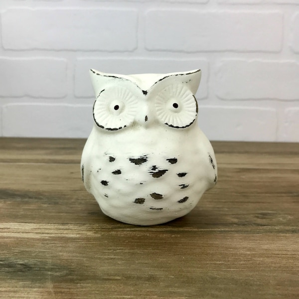 Owl Figurine Owl Statue Shabby Chic Bird Bird Farmhouse Decor Owl Tabletop Decor Bird Lover Gift Bird Collectible Stocking Stuffer Gift