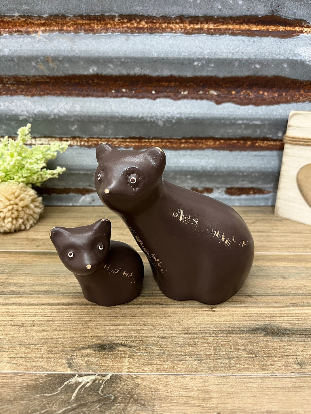 Set of Woodland Bears Figurines Woodland Decor Mama Bear and Baby Bear ...