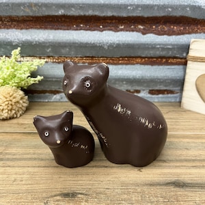 Set of Woodland Bears Figurines Woodland Decor Mama Bear and Baby Bear Statues Woodland Collectibles Woodland Nursery Theme Figurines