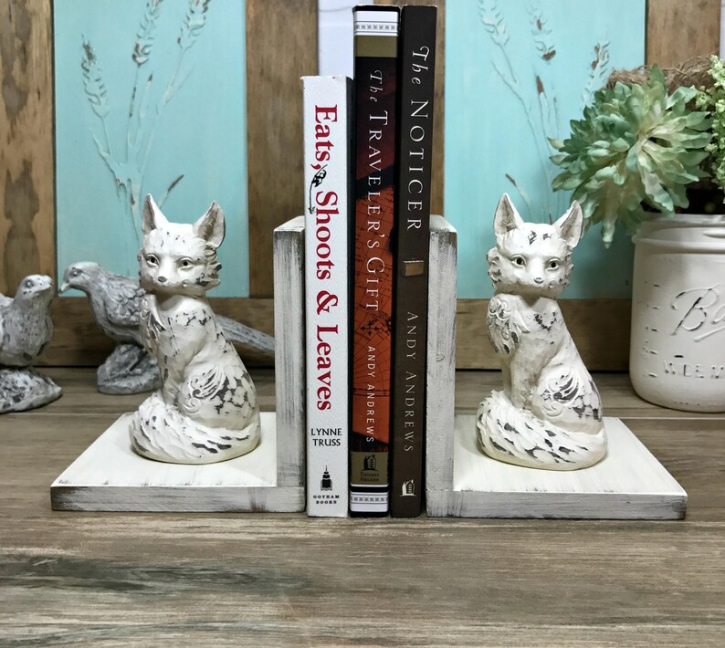 Fox Figurines Set of Bookends//fox Book Ends//rustic Farmhouse Etsy