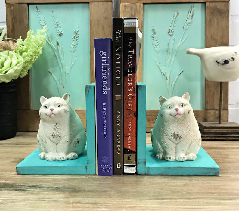 Cat Figurines Set of Bookends//fat Cat Figurines//sweet Chubby Etsy
