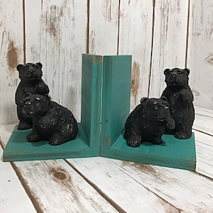 Bear Figurines Set of Bookends Cabin Decor Woodland Decor Woodland Nursery Decor Bear Book Ends Farmhouse Decor Woodland Nursery Theme