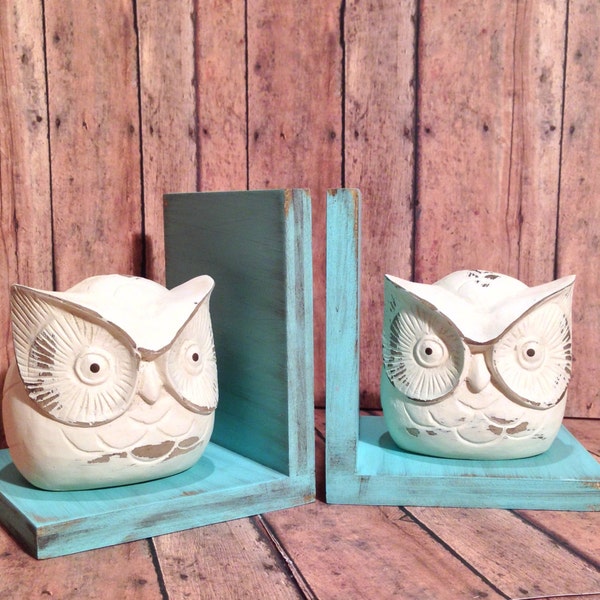 Fat Owl Figurines Set of Bookends /Owl Book Ends Owl Farmhouse Decor Set of Bookends Woodland Decor Bird Lover Gift Shabby Chic Owls