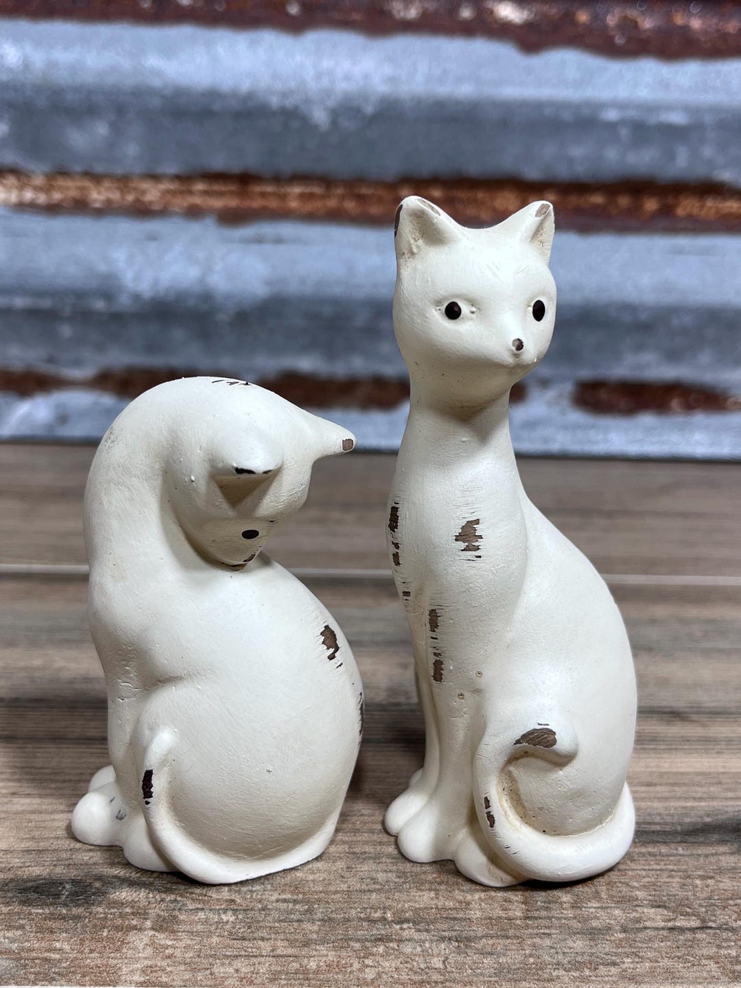 Ready to Ship Rustic Cat Figurines Cat Statues Cat Lover Gift Rustic ...