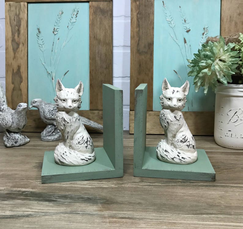 Fox Figurines Set of Bookends//fox Book Ends//rustic Farmhouse Etsy