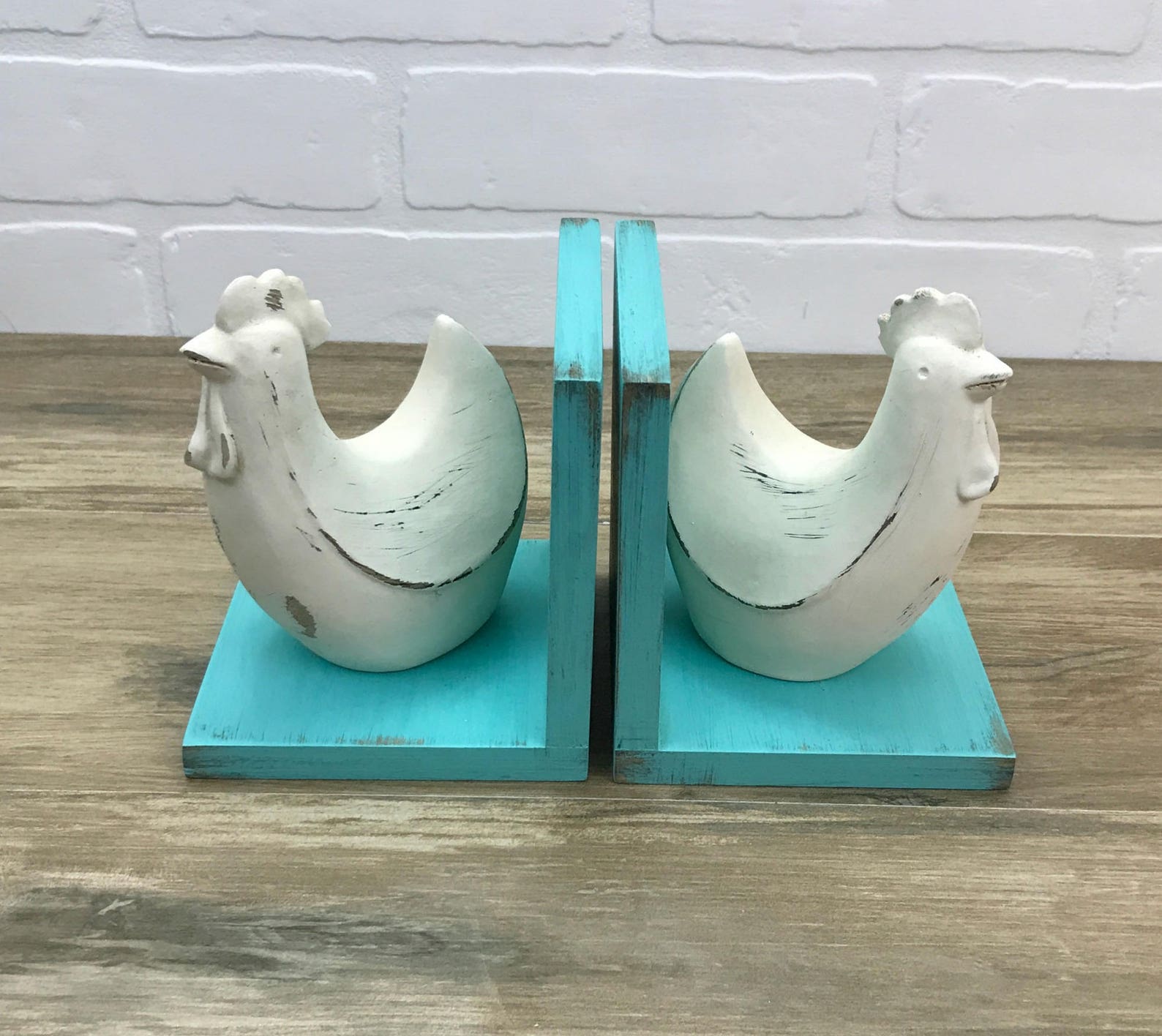 Rustic Farmhouse Rooster Set of Bookends//french County Rustic Etsy