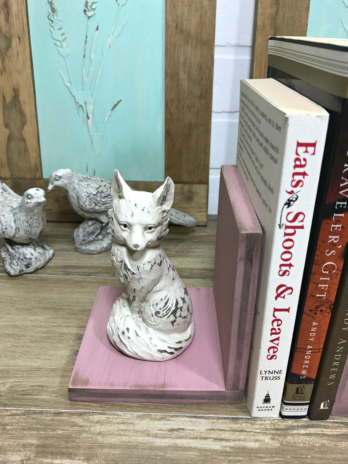 Fox Figurines Set of Bookends//Fox Book Ends//Rustic Farmhouse Etsy
