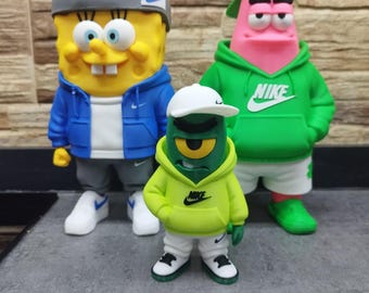 31-SpongeBob, Patrick, Plankton figures in urban style, 3D printed