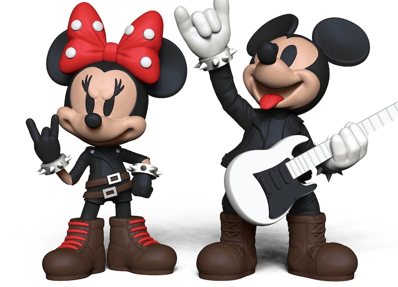 30-3D Printed Mickey and Minnie Mouse Figures Mickey+Minnie rock