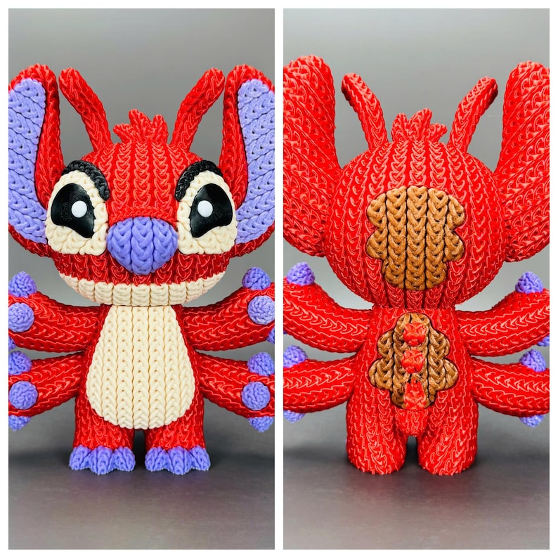 39-Stitch and Angel 3D Printed Figures Leroy croche 18 cm