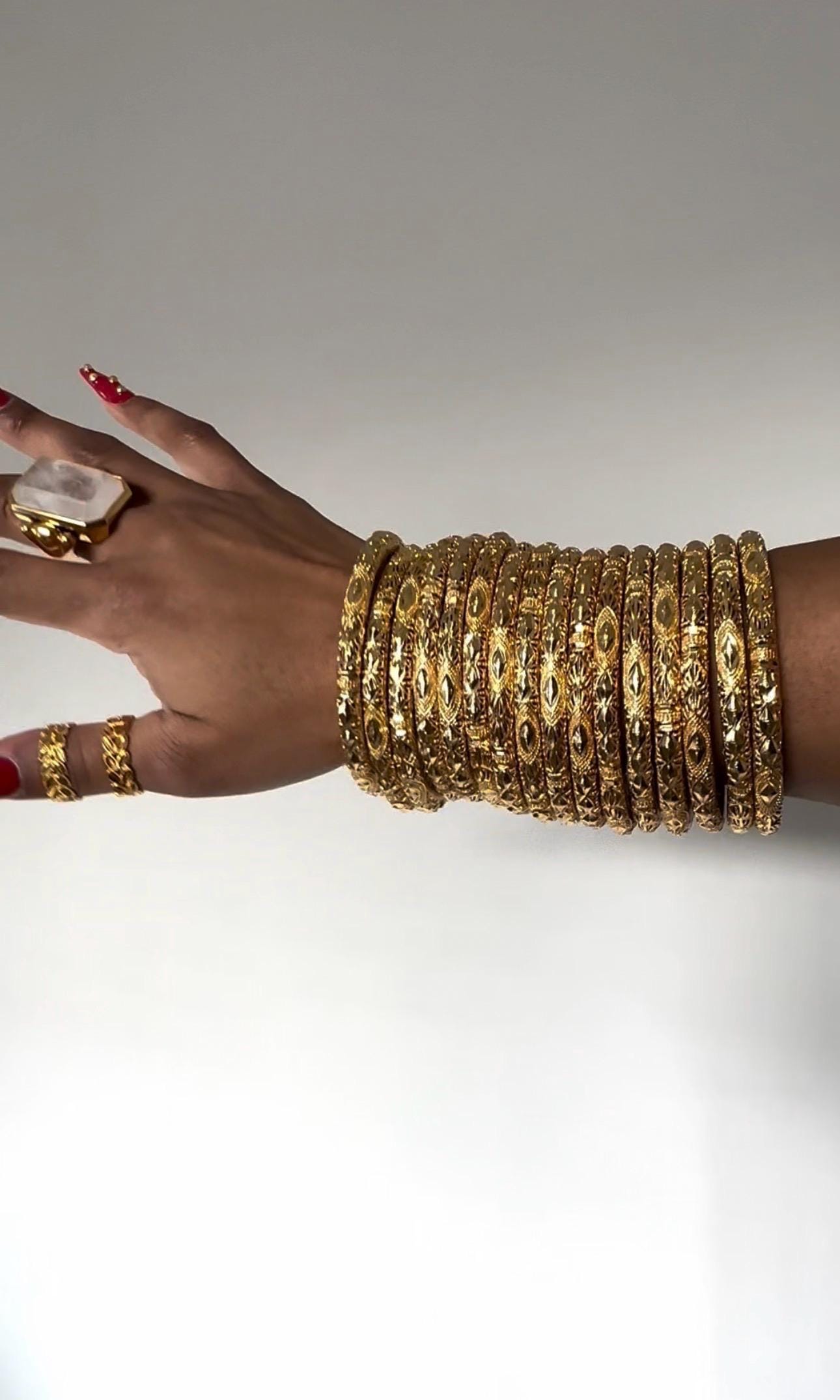 Four Pcs Gold Plated Bangle Set - Etsy