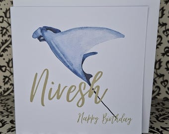 Tarjeta de cumpleaños personalizada / Tarjeta de manta raya