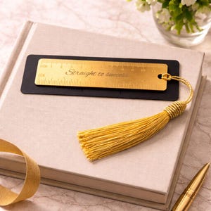 Personalised Brass Ruler Bookmark – Custom Engraved Metal Bookmark, Teacher Gift, Architect Gift, Graduation Gift, Office Desk Accessory